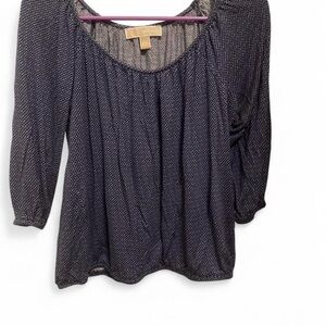 Michael Kors Navy and White Dotted Blouse